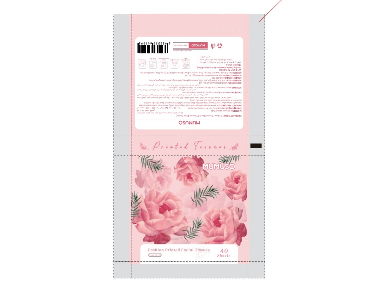 PAÑUELOS DE PAPEL CON ESTAMPADO DE ESENCIA DE ROSA 