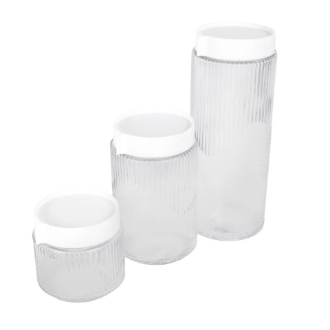 SET FRASCO VIDRIO C/TAPA 3PZAS Unica