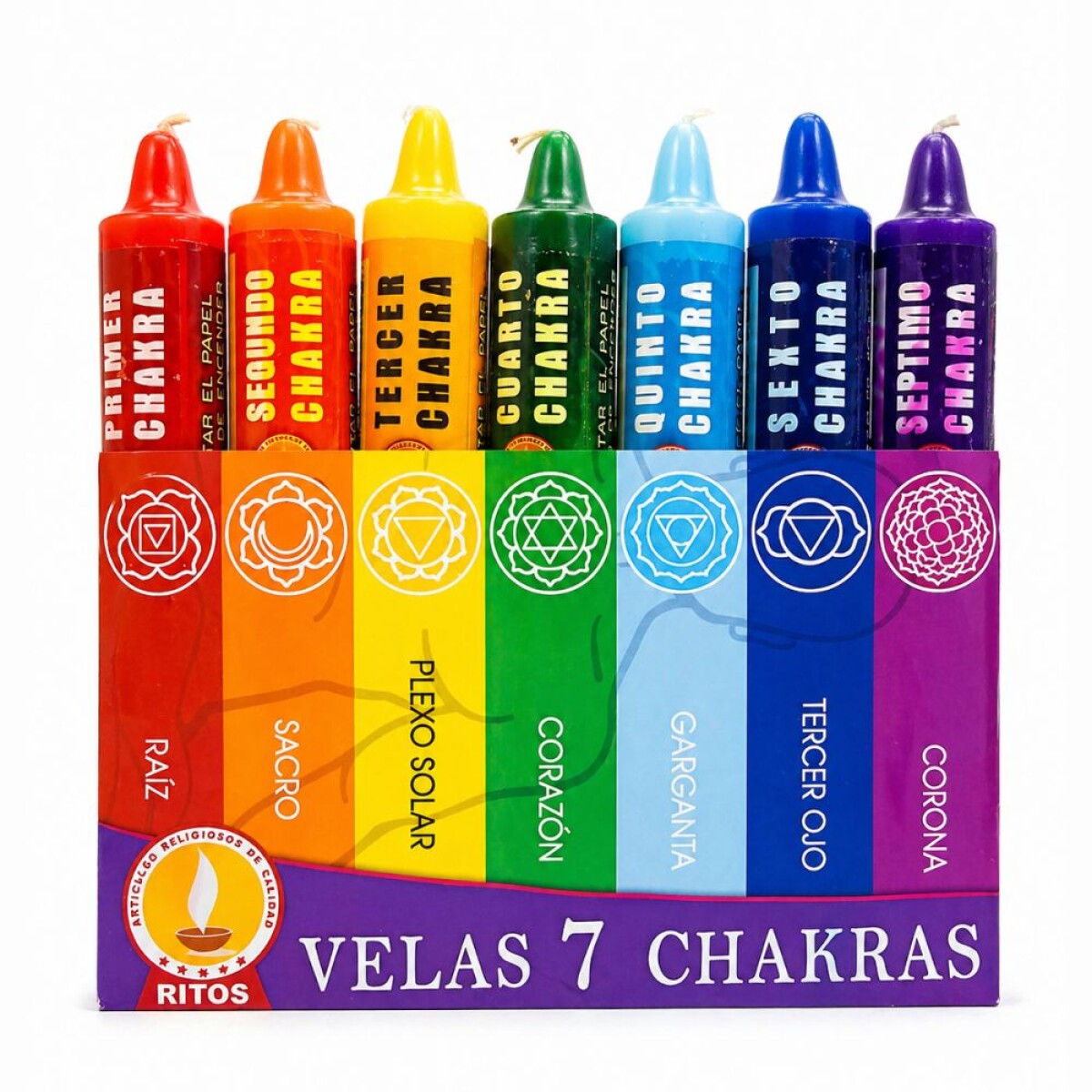 PACK VELAS 7 CHAKRAS - Pack Velas 7 Chakras 