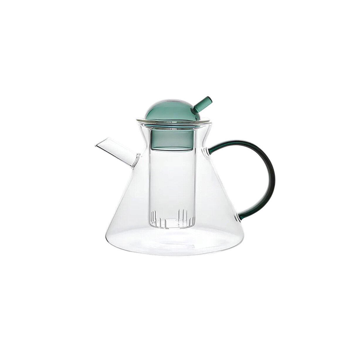 Tetera de vidrio borosilicato tapa y asa de color - 800ml - Verde 