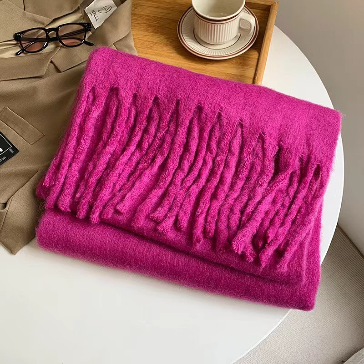 Bufanda Cálida Color Liso - Fucsia 