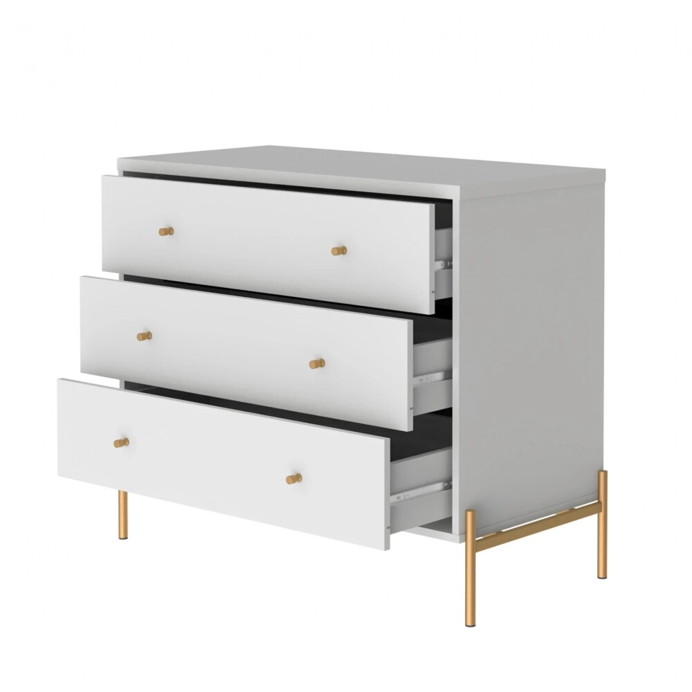 Cómoda Jasper 3 cajones White Gloss Gold