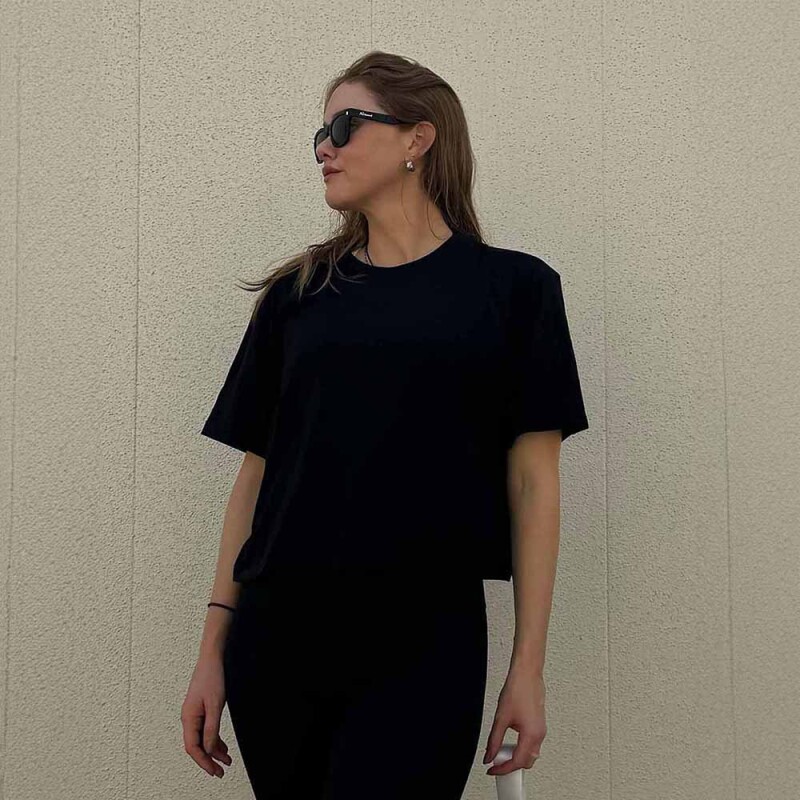 Polo Cotton Boxy Tee Mujer Black