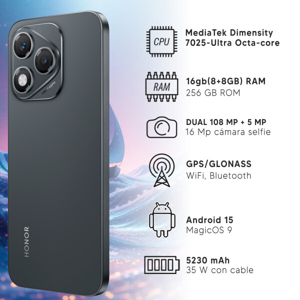 Honor 400 Lite 16gb (8+8) De Ram/256 Gb 5g + Regalo NEGRO