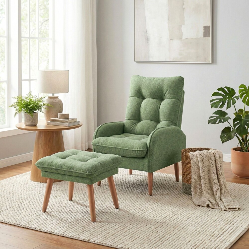 Butaca 1 Cuerpo Living + Puf - Nantes Verde