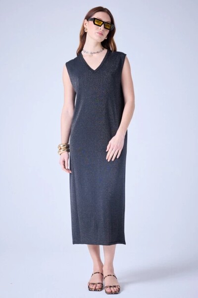 Vestido tejido maxi Negro