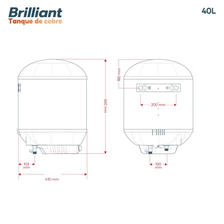 TERMOTANQUE BRILLIANT COBRE 40L BRCC40WH