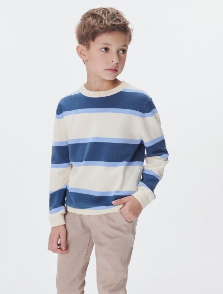 BUZO INFANTIL DE PUNTO A RAYAS BEIGE