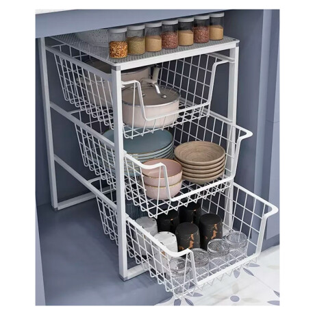 Organizador Bajo Mesada 3 Cajones Deslizantes Blanco 824-3 001