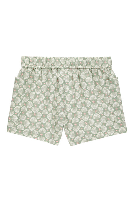 Short de algodón, con cordón, diseño floral Sin color