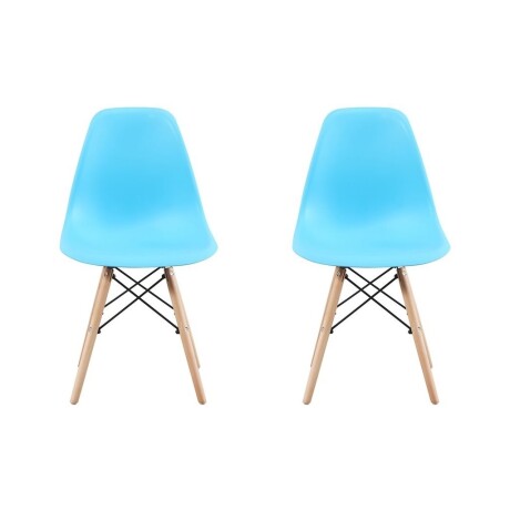 Kit x2 Eames DKR Base En Madera Infantil Celeste