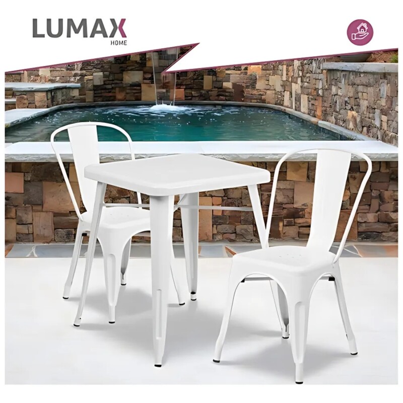 Pack 4 Sillas Tolix Lumax Metálicas Para Comedor Y Cocina Diseño Retro Resistente Blanco