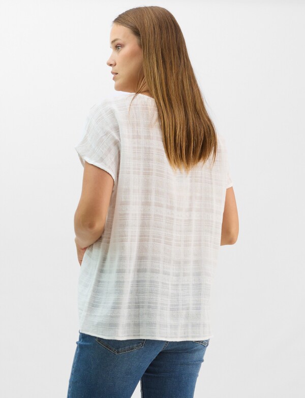 Blusa Fluida De Algodón Texturizado BLANCO