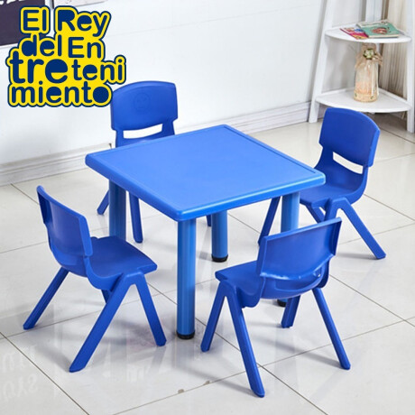 Mesa + 4 Sillas Infantil Plástico Calidad Y Colores Azul