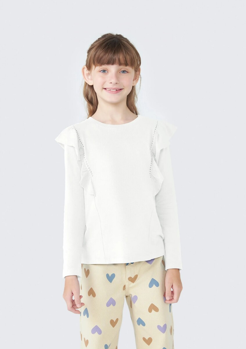 BLUSA INFANTIL CON VOLADOS - BEIGE 