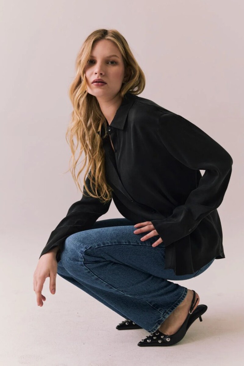 SILKY TWILL HELENAA BUTTON DOW Negro