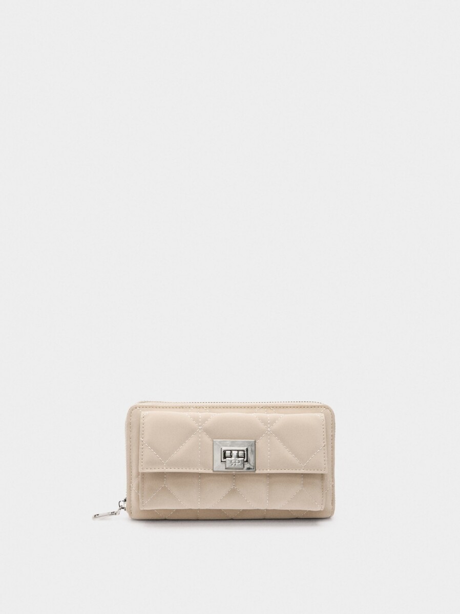 Cartera Acolchoada Con Textura Suave - beige 