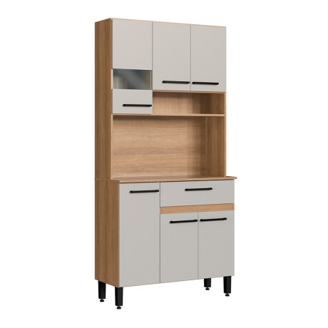 Aparador Multiuso 1 Cajón 4 Estantes 6 Puertas Ub BLANCO-MARRON