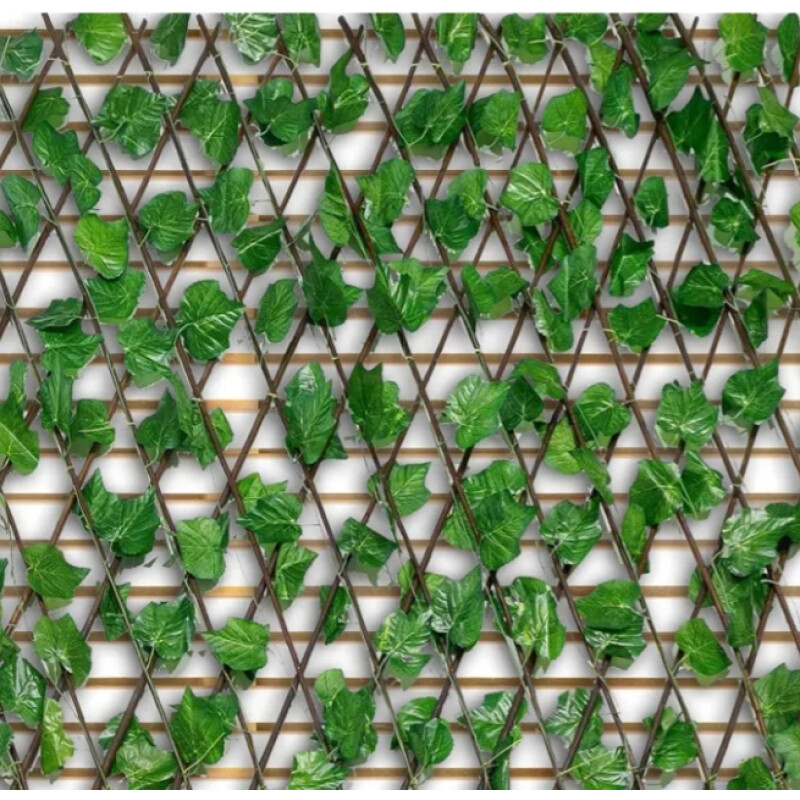 Cerco De Madera Con Hojas Artificiales Para Decoración Verde