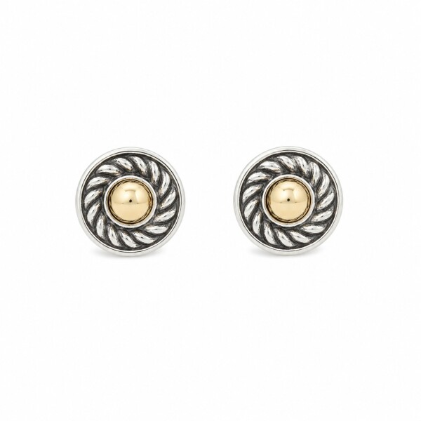 Caravana Circulo Labrado- Plata y oro - CA8484 sinpiedra