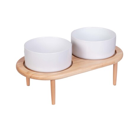 COMEDERO CERÁMICA Y BAMBÚ CERAMICA-Y-BAMBU BLANCO DOBLE