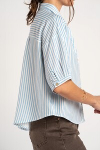 Blusa Rayada Celeste