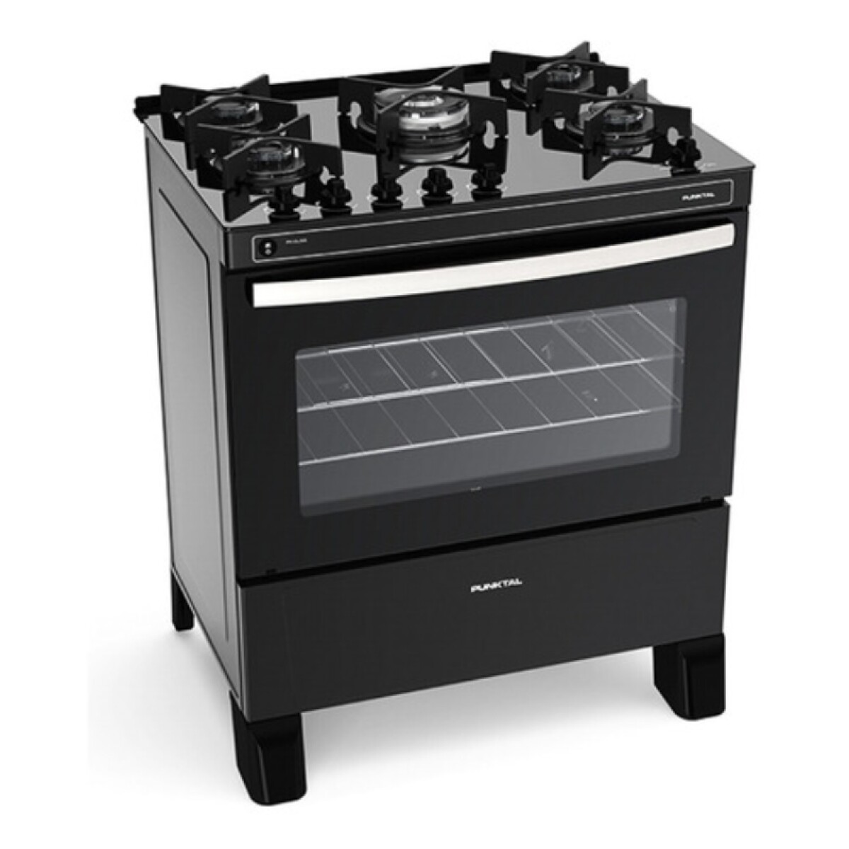 Cocina Gas Punktal 5 Hornallas Vidrio Negro Pk-gl5b 