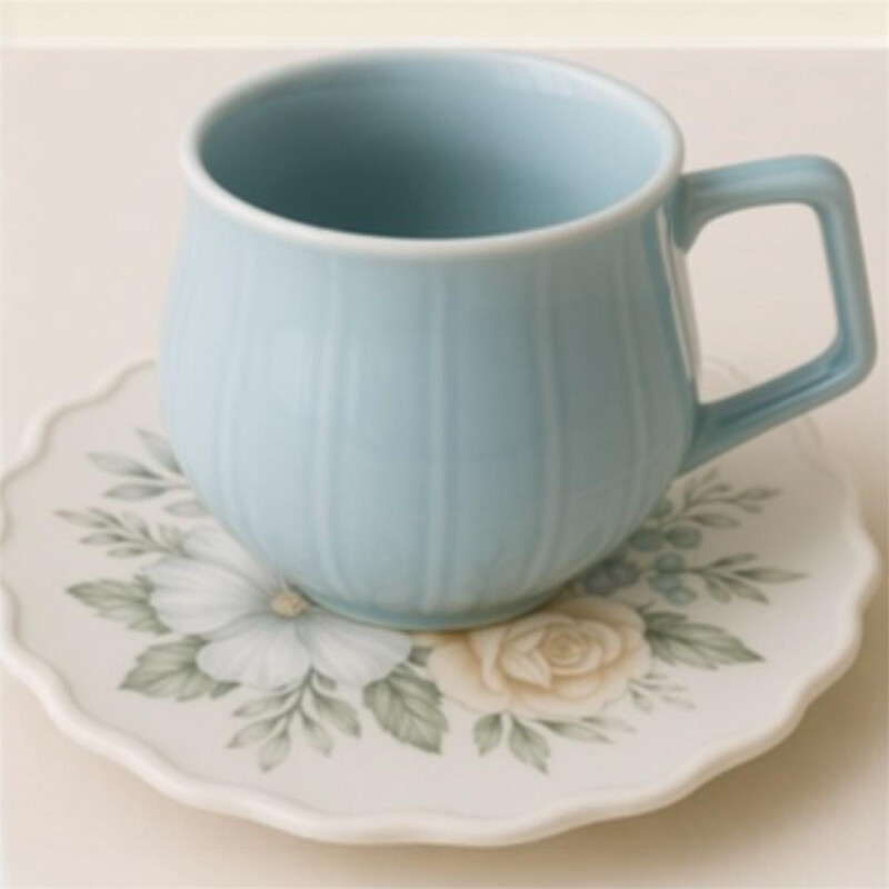 Juego de Té de Cerámica Pastel 200ml Celeste