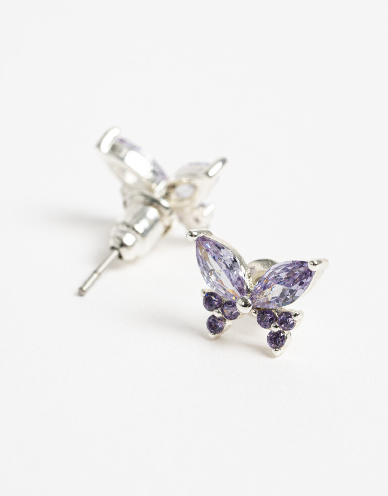 Aros Pasantes Cubic zirconia Aros Pasantes Mariposa De La Línea Delicates. - Plateado