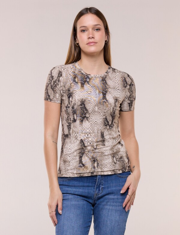 Remera Printed MULTI/MARRON
