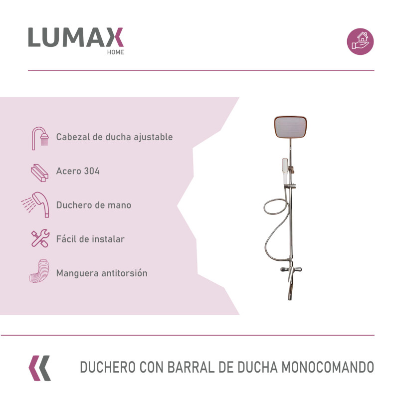 Duchero con Soporte Barral de Ducha Monocomando Baño Gris inox