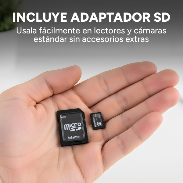 Tarjeta Memoria Micro Sd 64gb Goldtech Clase 10 + Adaptador Color Negro