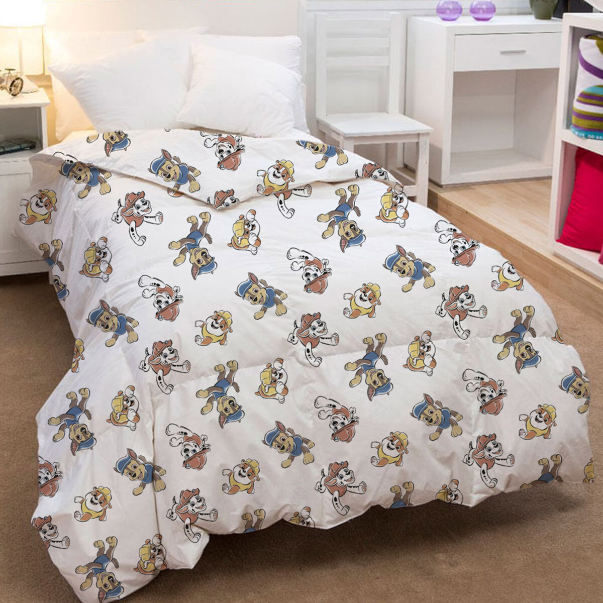 Acolchado Infantil 130 Hilos 1 Plaza 100% Algodón - Paw Patrol 