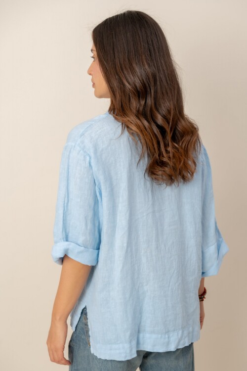 Blusa de lino Celeste