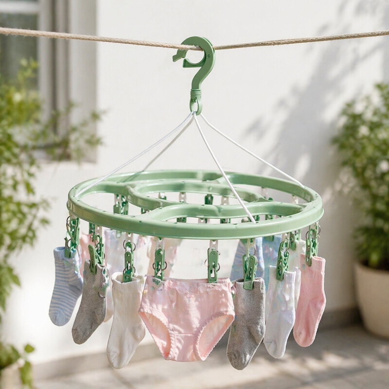 Tendedero portátil 24 palillos ovalado plástico VERDE