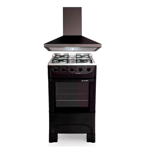 Combo Cocina Negra 4h A Gas + Campana Extractora Negra 60cm Color Negro Combo Cocina Negra 4h A Gas + Campana Extractora Negra 60cm Color Negro