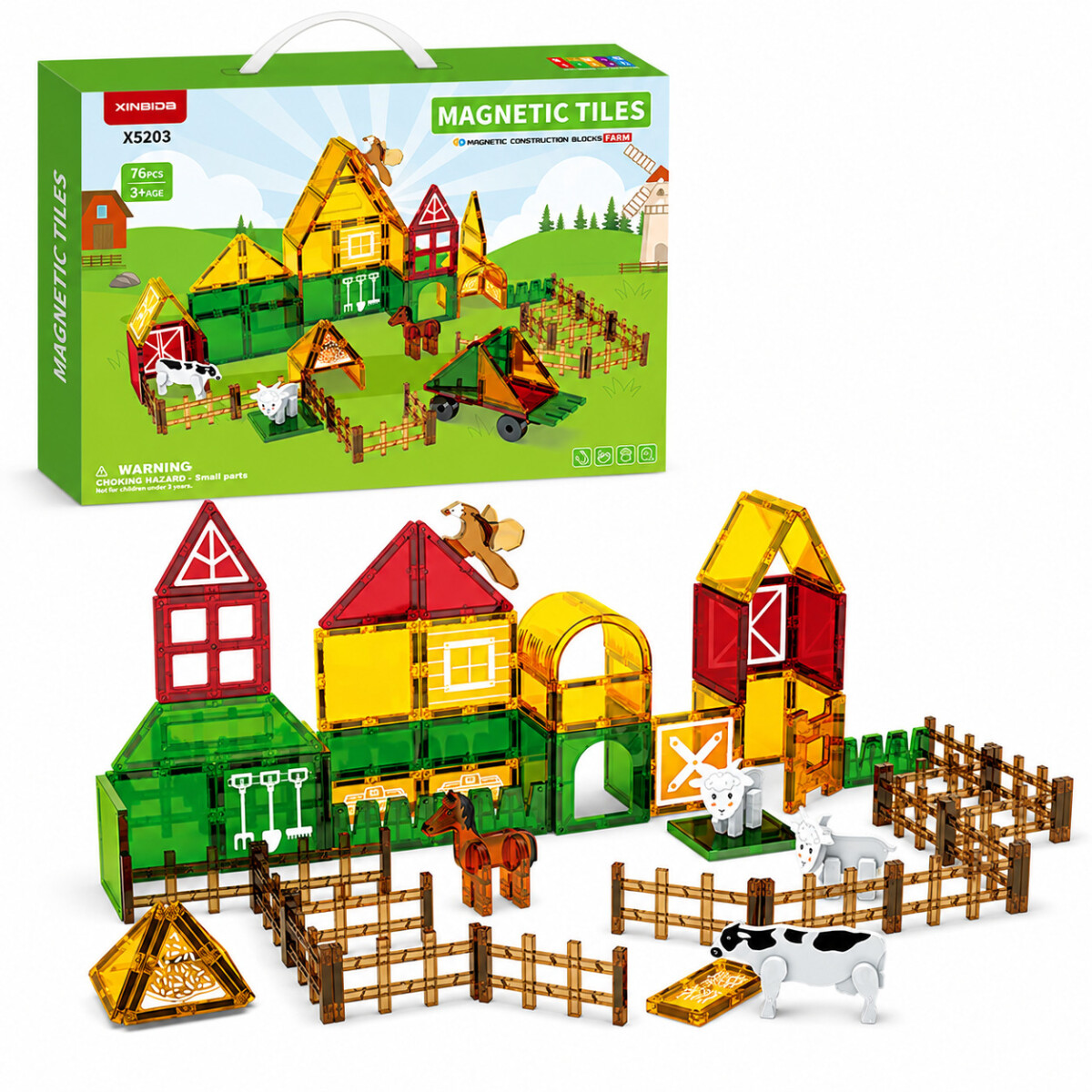 Granja Bloques Magneticos Juguete Infantil Iman 76pcs Stem 