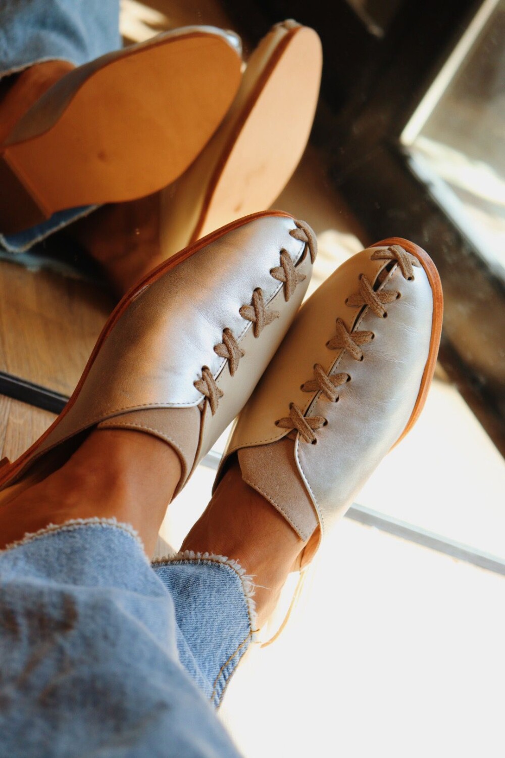 Suela shoe Plateado Y Crudo