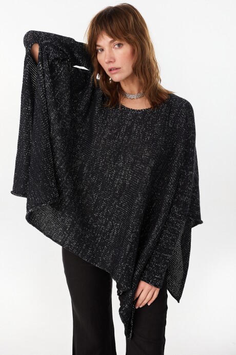 Poncho Misuna Negro Lurex
