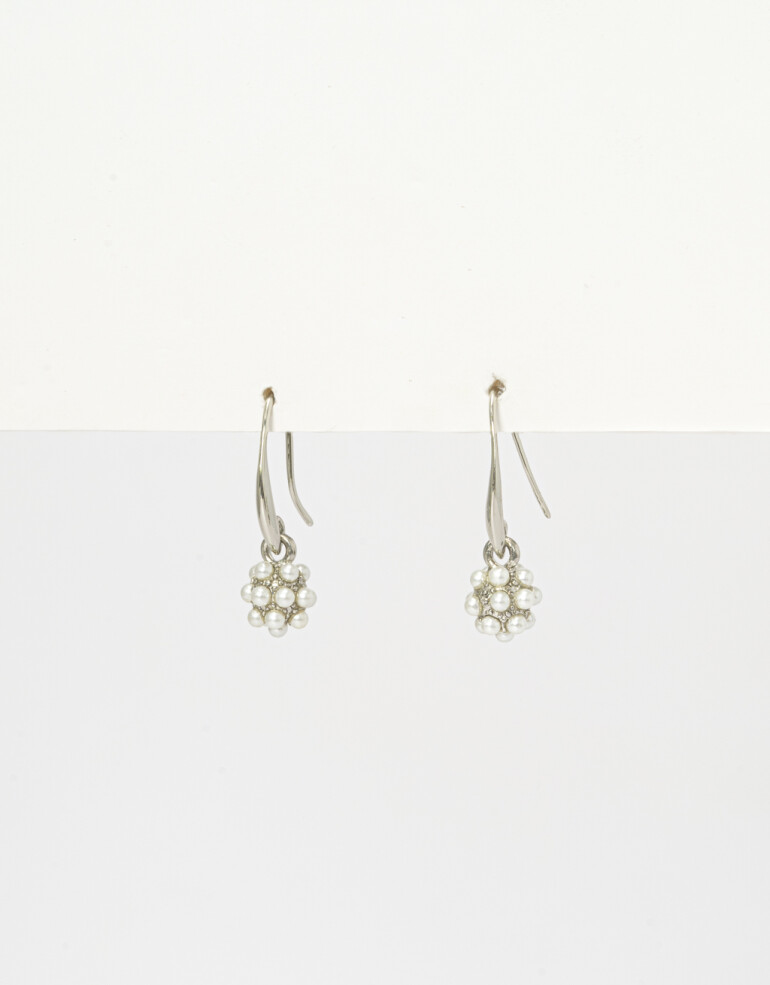 Aros Colgantes Cortos Perla Aros Colgantes Con Perlitas - Plateado Hematite