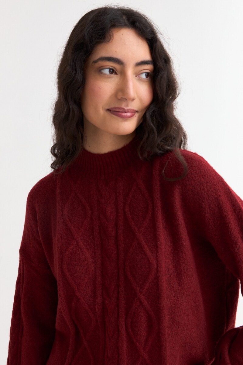 Sweater escote redondo con ochos ROJO