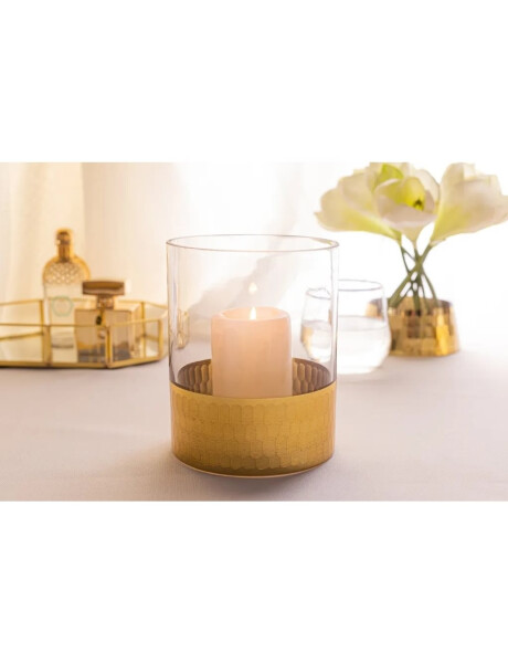 FLORERO VIDRIO TRANS. D10x15CM DORADO FLORERO VIDRIO TRANS. D10x15CM DORADO