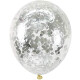 Globo Transparente con Confetti x6 Plateado