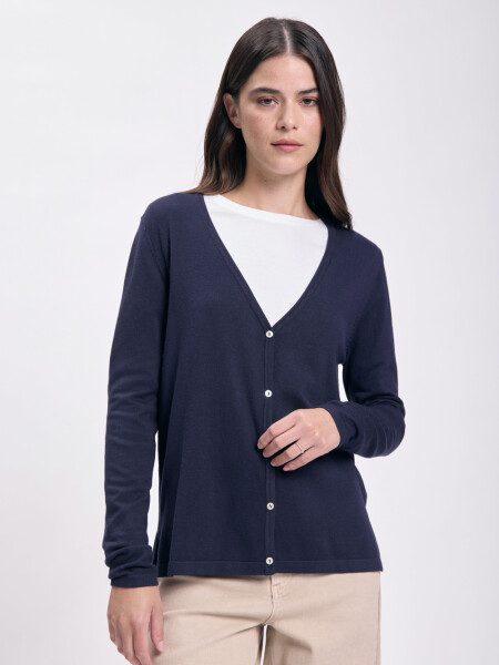 Cardigan basico punto Azul Marino