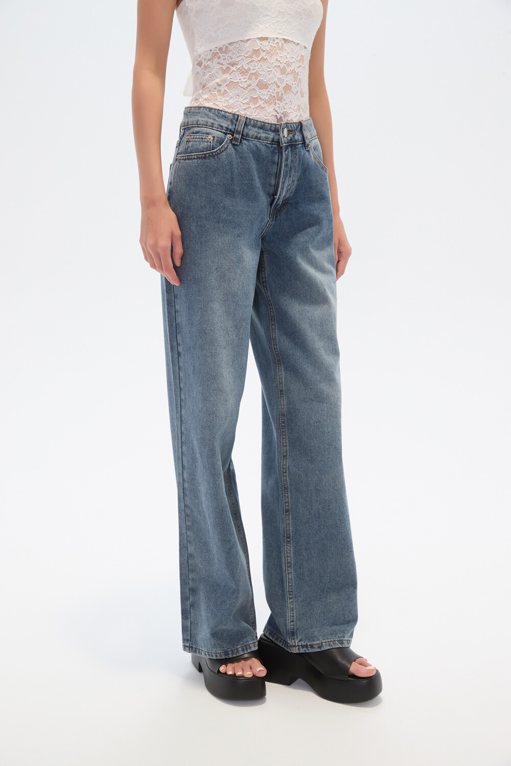 Pantalon Puffs Azul Grisaceo