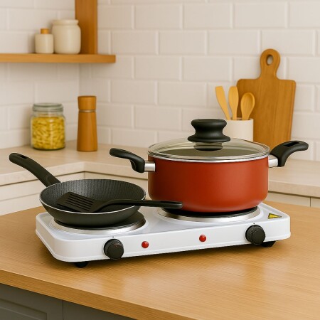 PACK ANAFE 2 HORNILLAS + SARTEN Y ESPATULA + OLLA PACK ANAFE 2 HORNILLAS + SARTEN Y ESPATULA + OLLA