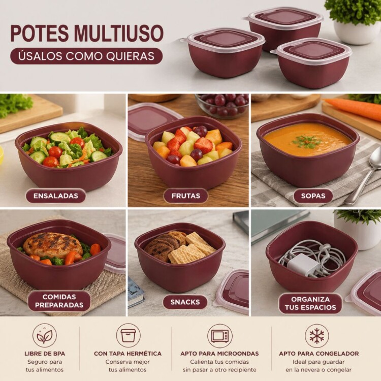 JUEGO POTE VIANDAS TRAMONTINA MIXCOLOR X 3 PIEZAS 600ML ROJO JUEGO POTE VIANDAS TRAMONTINA MIXCOLOR X 3 PIEZAS 600ML ROJO