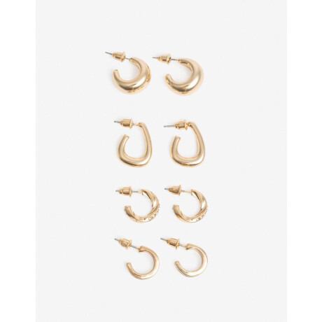 Aros Argollas Set Metal Dorado