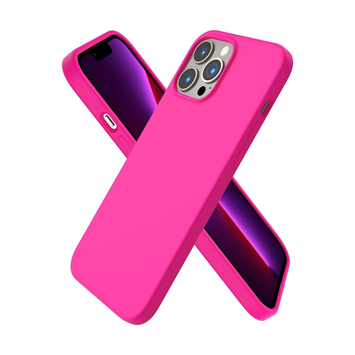 Protector case de silicona para iphone 13 pro max Rosa neon