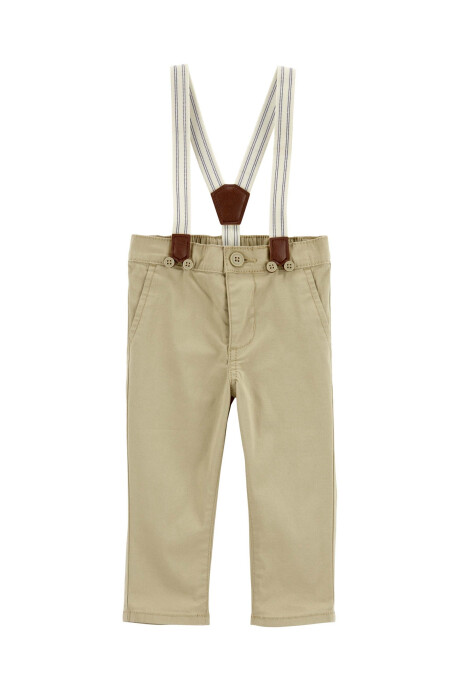 Pantalón de sarga, con tiradores, khaki Pantalón de sarga, con tiradores, khaki